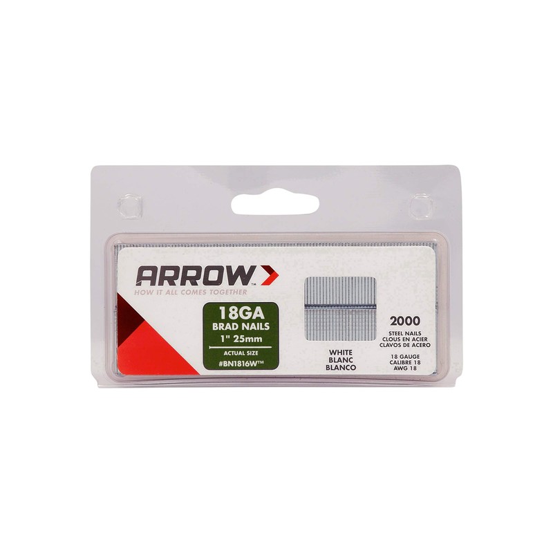 Arrow BN1816WCS 1-Inch White Brad Nails, 18-Gauge