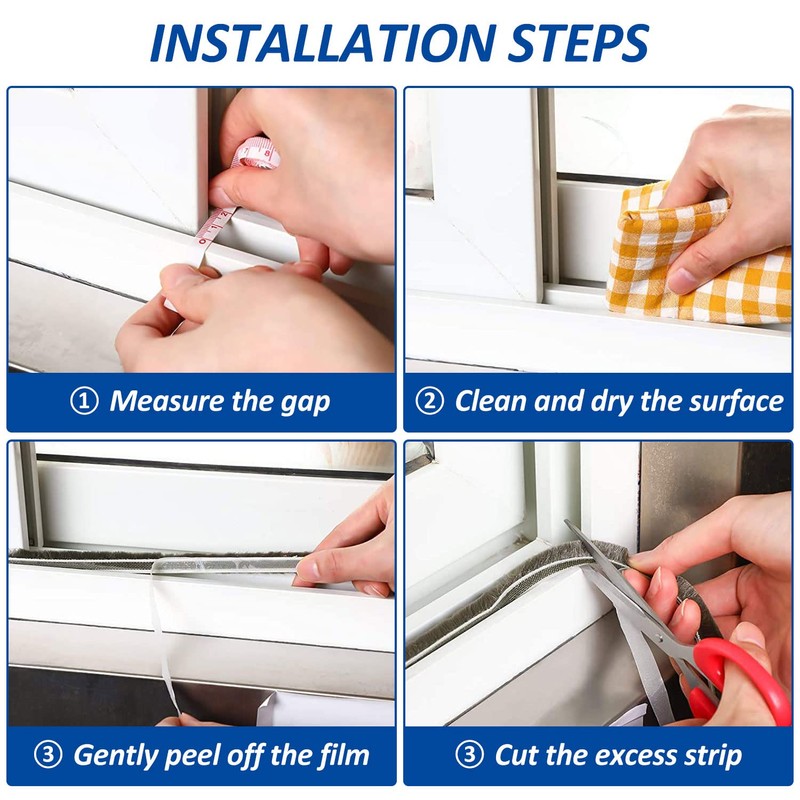33FT Brush Weather Stripping - Weatherstripping for Sliding Windows/Glass Doors,