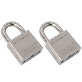 Unity Marine Padlock Keyed Alike 100% Stainless Steel Weatherproof for Sea, Boat, Port, Gate, Anti-Pick (2, 40mm)