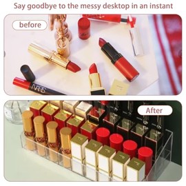 Nivofu Organizador de Pintalabios Acrílico Transparente con 40 Compartimentos, Rejillas Brillo de Labios, Cajas de Maquillaje de Escritorio, Soporte  