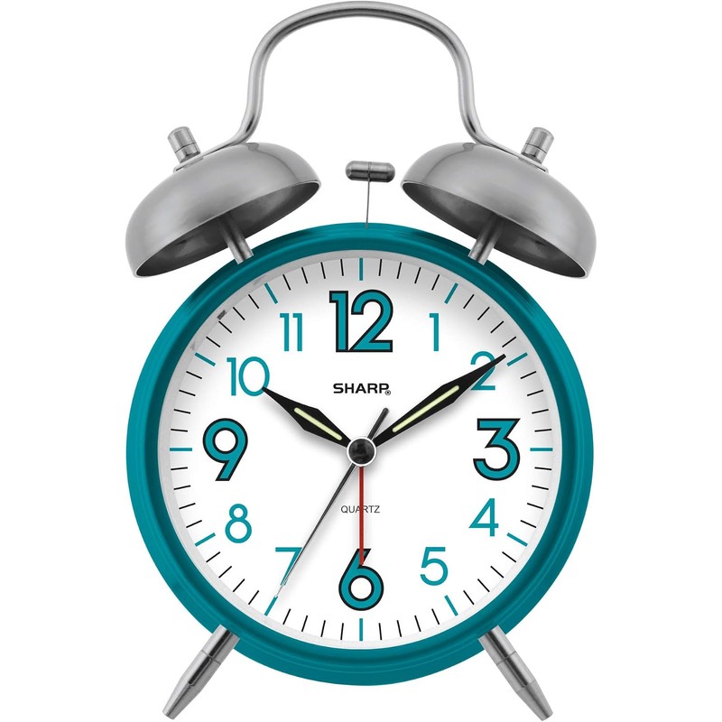 SHARP SPC851 Twin Bell Alarm Clock, Teal
