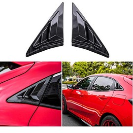 XHQ for 10th Gen Honda Civic Hatchback Rear Window Louver Shutter Cover Trim 2PCS Auto Car Side Window Louvers Air Vent Scoop Shades Cover Accessories Decoration(Carbon Fibre)