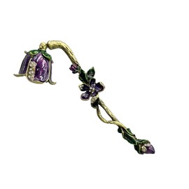 MUXSAM Vintage Candle Snuffer, Candle Extinguisher with Long Handle, Metal Wick Flame Snuffer for Putting Out Candle Flame Safely, Floral Candle Snuffers Accessory for Candle Lovers, Purple