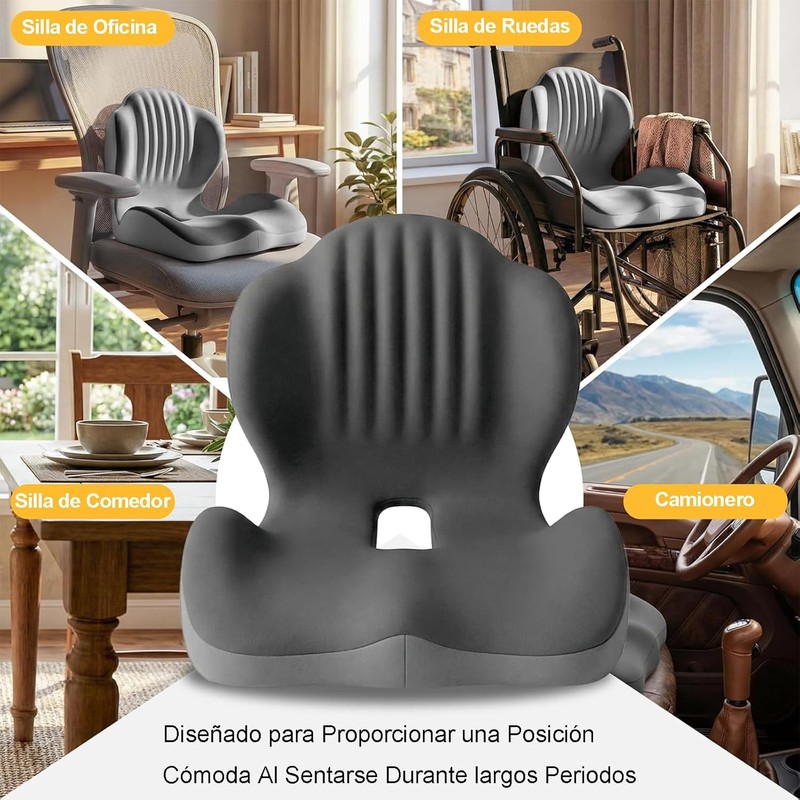 Vervex Cojín Ergonómico 2 en 1 para Espalda y Asiento,