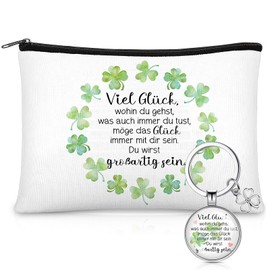 Weewooday Colleague Farewell Gift Set 1 Colleague Farewell Keyring 1 Motivational Cosmetic Bag Farewell Colleague Job Change, as shown in the picture