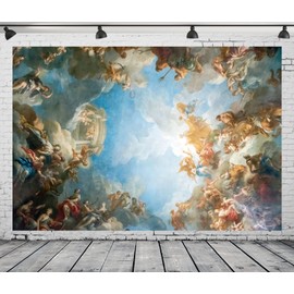 BELECO 7x5ft Fabric Palace of Versailles Backdrop Ceiling Painting in Hercules Room of The Royal Chateau Versailles Paris France Photography Background Wall Murals Studio Photo Props Wallpaper