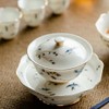 SILINE Fine Ceramic Tea Set,Chinese Suet Jade White Porcelain Gaiwan