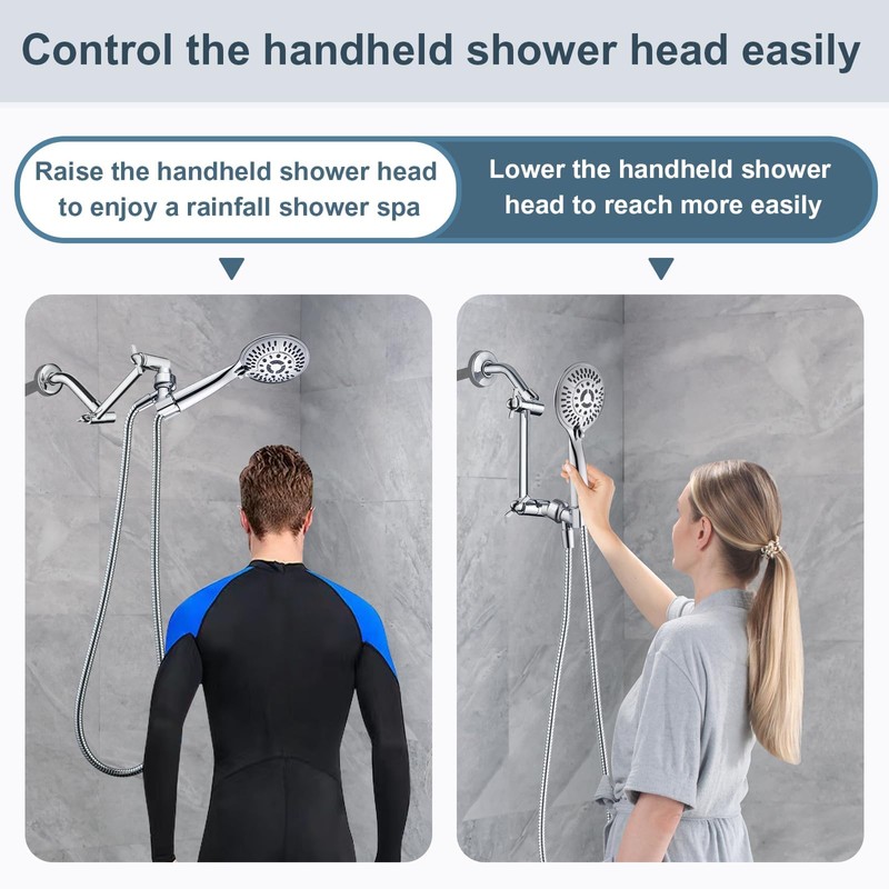 BRIGHT SHOWERS Brass Shower Arm Extender for Rain and Handheld