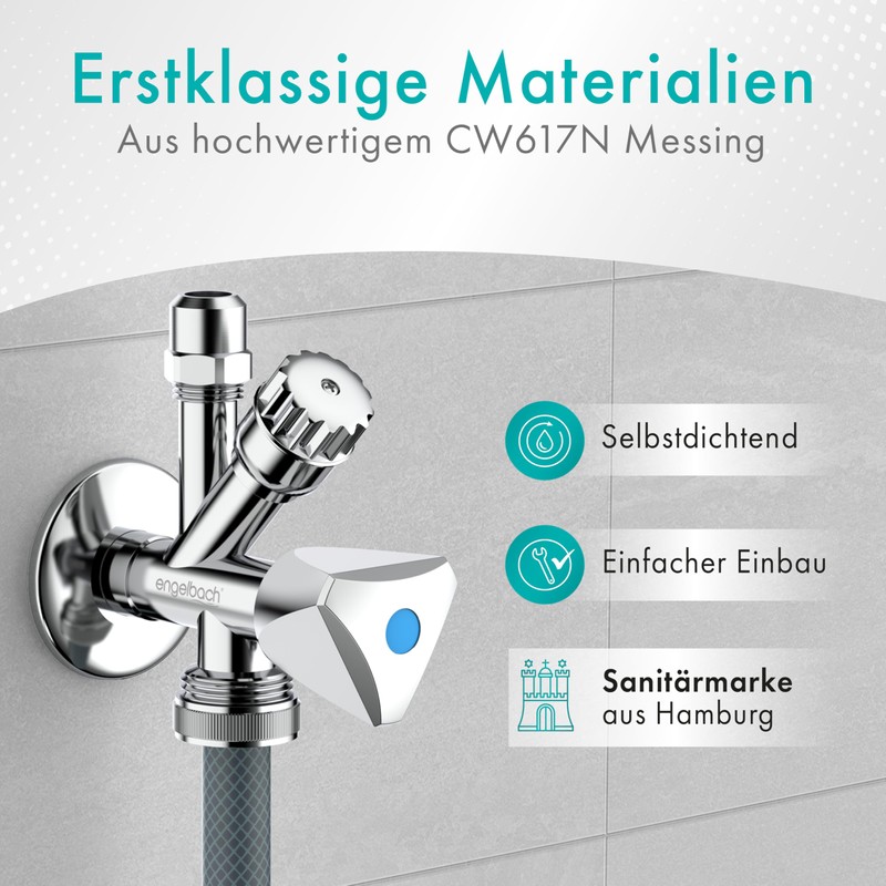 Engelbach® Combination Angle Valve 1/2 Inch Self-Sealing Universal Angle Valve