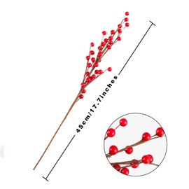 Joyhalo 17.7inches/45cm Christmas Red Berries Stems Artificial Xmas Berry Picks for Christmas Tree Ornaments Crafts Holiday Home Decor, 24pack