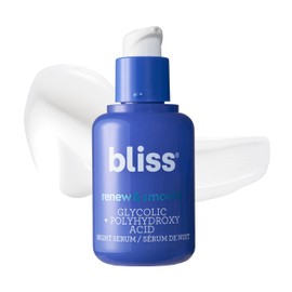 Bliss Renew & Smooth Glycolic Acid Night Serum | 8.5% AHA + PHA Complex for Texture, Glow & Radiance | Gentle Daily Exfoliating Treatment for Smoother, Brighter Skin | Vegan & Cruelty-Free | 1 fl oz
