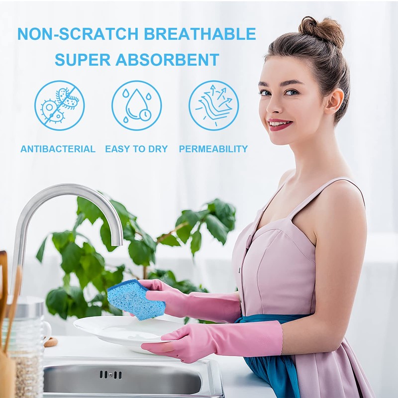Eco Non-Scratch Kitchen Cellulose Sponges, Dual Side Dishwashing Eco Friendly