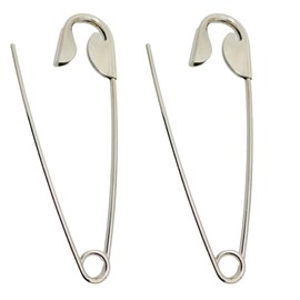 GEJ-Tech Safety Pin Large Strong Jumbo Large Metal Silver Extra Large Safety Pin Giant (5.3 inches (13.5 cm), Set of 2