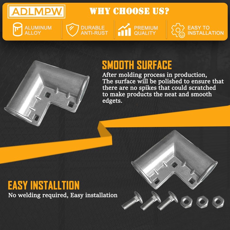 (8 Pack) Aluminum Chain Link Fence Gate Cornor, 1-3/8" x