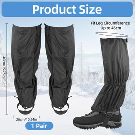 Hopton Outdoor Gaiters, Adjustable Gaiters, Waterproof, Gaiters, Hiking, Leg Protection Gaiter for Men and Women, Outdoor, Hiking, Skiing, Mountaineering, Black