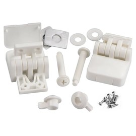 Toilet Seat Hinges Replacement Parts – White Plastic Hinge Set with Screws, Connectors, Universal Fits Most American Toilet lids,1 Pair (2Pcs- MFL15)