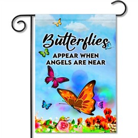 SODAVA - Butterflies Appear When Angels Are Near Garden Flag Memorial Mom Flag Memorial Garden Flag For Mom Outdoor Decorations Yard Farmhouse Garden Flags 12x18 Double Sided