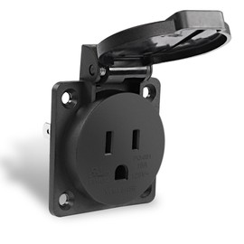 MEIRIYFA 15 Amp NEMA 5-15R Outlet AC Flanged 125 Volt,2 Pole 3 Wire with Weatherproof Cover Power Outlet Outdoor Household Receptacle Socket
