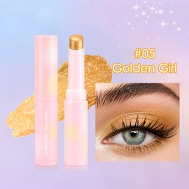 Erinde Eyeshadow Stick Jelly Eye Shadow, Creamy Smooth, Waterproof Smudge Proof Long Lasting Eyeshadow Stick, Multi Use Highly Pigmented Shimmer Eye Shadow Pencil for Women, 05 Golden Girl