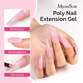 MelodySusie Poly Nail Extension Gel 60g Hema TPO Free Soak Off UV Lamp Cured Nail Thickening Art Design Manicure Gift for Women 048