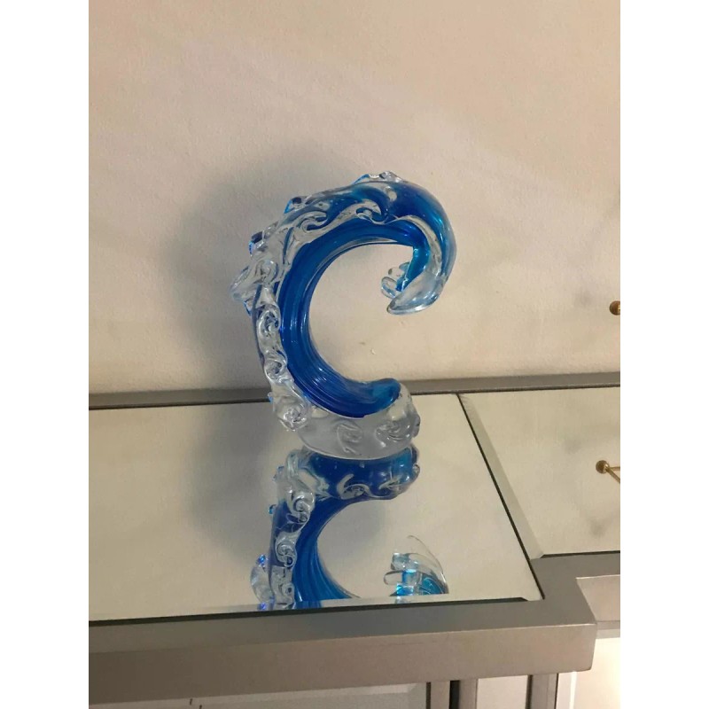 Beachcombers Cristal Soplado Escultura Arte Decorativo Centro Mesa Ola