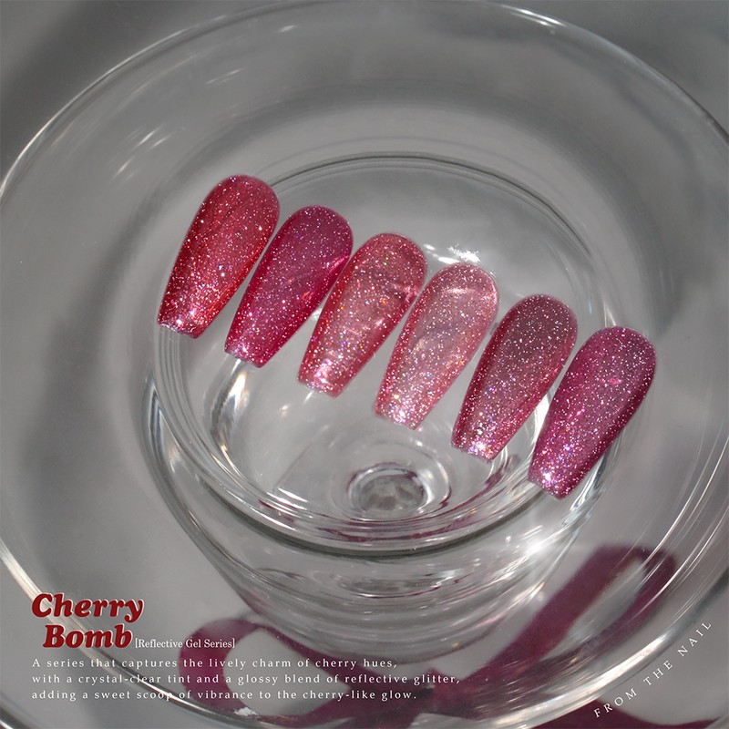 From the Nail Cherry Balm Syrup Reflective Glitter Gel 6-piece