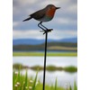 Garden Metal Bird Stake Decoration, Robin Design, Outdoor Decorative Yard