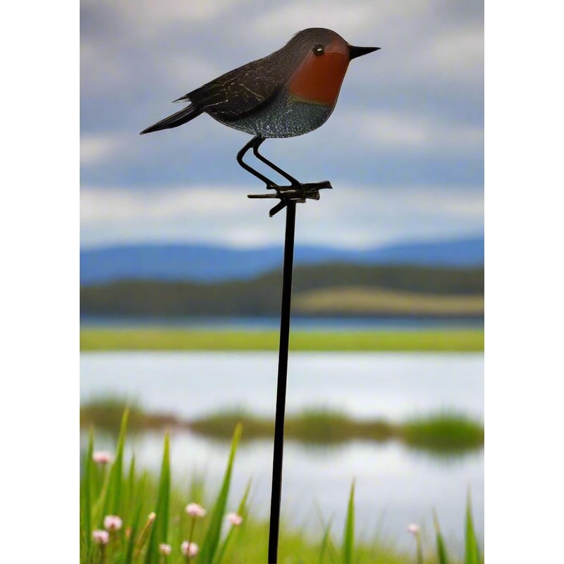Garden Metal Bird Stake Decoration, Robin Design, Outdoor Decorative Yard