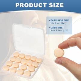 YELARXI Silicone Earplugs, 27 Db Noise Cancelling Sleeping Ear Plugs Soft Reusable Moldable with Case for Swimming Travel Snoring Concerts Airplane Shooting Range (20 Pack, Skin Tone)