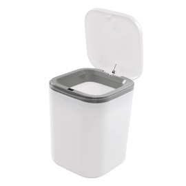 HOMMP Bote de basura de encimera minúsculo de 0.5 galones, mini bote de basura de escritorio con botón pulsador, blanco