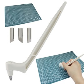 Moicstiy Craft Cutting Tools, Craft Cutting Knives with 3 different 360 Degree Rotating Blades and Cutting Mat, Stainless Steel Cutter Pen for Stencils Scrapbooks DIY Crafts (White)