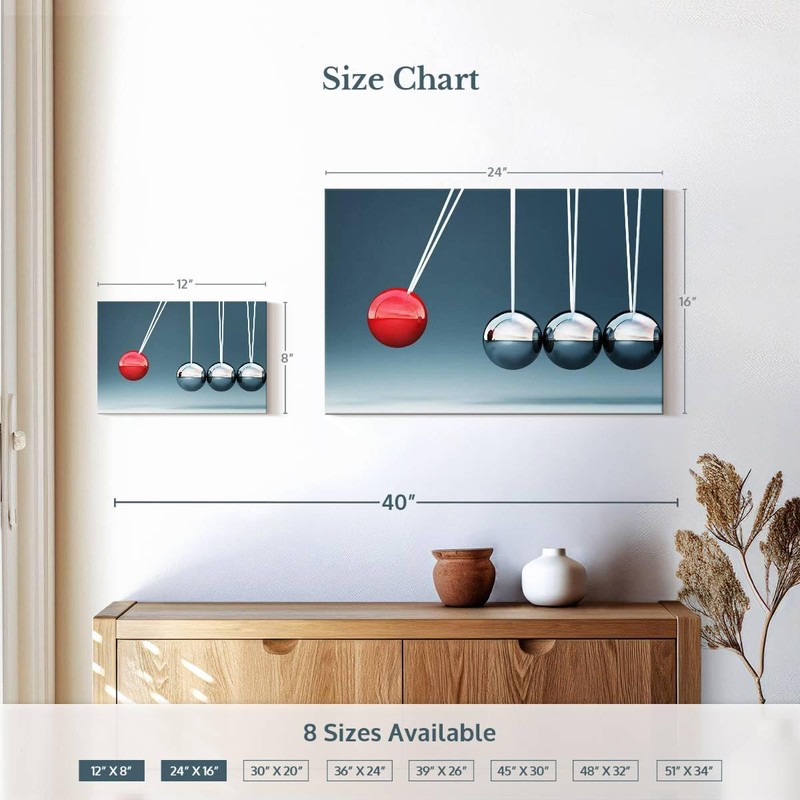 ElephantStock - Newton's Cradle Spheres Wall Art - Horizontal Canvas