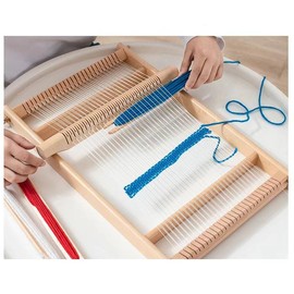 Bequilter Weaving Loom Kit, 15.6" H x 9.85" W Wooden Tapestry Looms, DIY Hand-Knitting Weaving Machine Come with Loom Stick Bar and Comb for Kids, Adult and Beginners