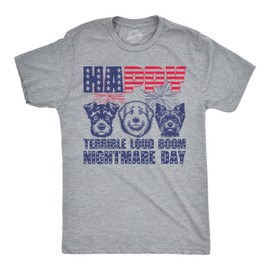 Mens Funny T Shirts Happy Terrible Loud Boom Nightmare Day Sarcastic Fourth of July Novelty Puppy Tee for Men Funny T Shirts Patriotic Apparel for Men Cool Light Grey XL