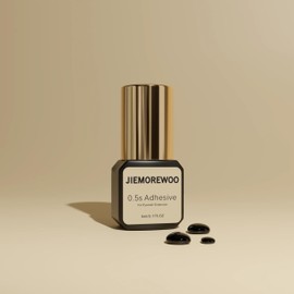 JIEMOREWOO Eyelash Adhesive 5ml - 0.5-1 Sec Fast Dry, 6-7Weeks Hold, Low Fumes, All Climate Formula for Classic/Russian Lashes, Professional & Beginner Friendly (Eyelash Extension Glue 0.5s)