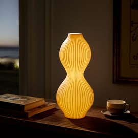 RONDURE 15.8" Modern Table Lamp, Modern Bedside Lamps for Bedroom, White Translucent Ceramic Shade, Warm Ambient Lighting, Home Decor