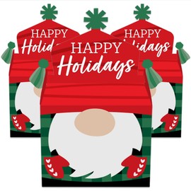 Big Dot of Happiness Red and Green Holiday Gnomes - Treat Box Party Favors - Christmas Party Goodie Gable Boxes - Set of 12