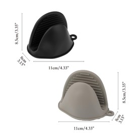 LVYKING 4 Pcs Silicone Oven Mitts, 2 Pairs Heat Resistant Oven Glove for Kitchen, Thickened Cooking Pinch Mitts, Pot Holder for Cooking and Baking (Black+Grey)