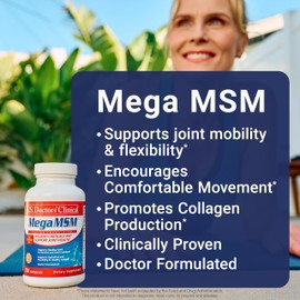 U.S. Doctors’ Clinical Mega MSM Supplement for Joints with MSM + Vitamin C + Collagen and Neem - Clinically Proven to Promote Cartilage Tendon & Ligament Health (1 Month Supply – 120 Capsules)