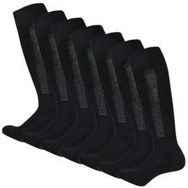 Dress Cici Men's Compression Socks for Football, Partial Mesh Nylon Soccer Compression Socks for Men (7 Pairs: Black), Asia Size L