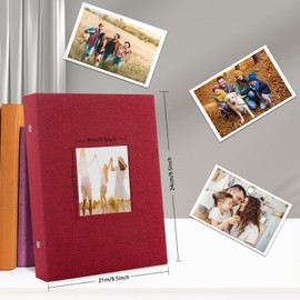 Miaikoe Photo Album 4 x 6 inch 300 Slip-in Linen Album, for Family Wedding Anniversary Album, Book Holds 300 Horizontal 4 x 6 inch Photos, Red
