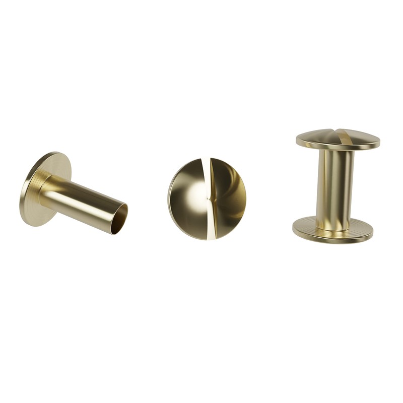 Book Screws Brass-Plated or Nickel-Plated Chicago Screws Book Rivets Size