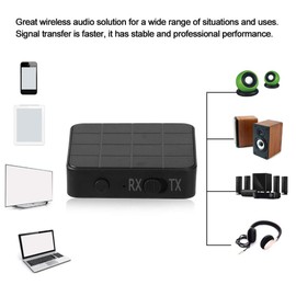 Bluetooth 5.0 Transmitter Receiver, 2 in 1 HiFi Wireless 3.5 mm o Adapter Music Stereo Adapter for TV/PC/Car/Home Stereo o System