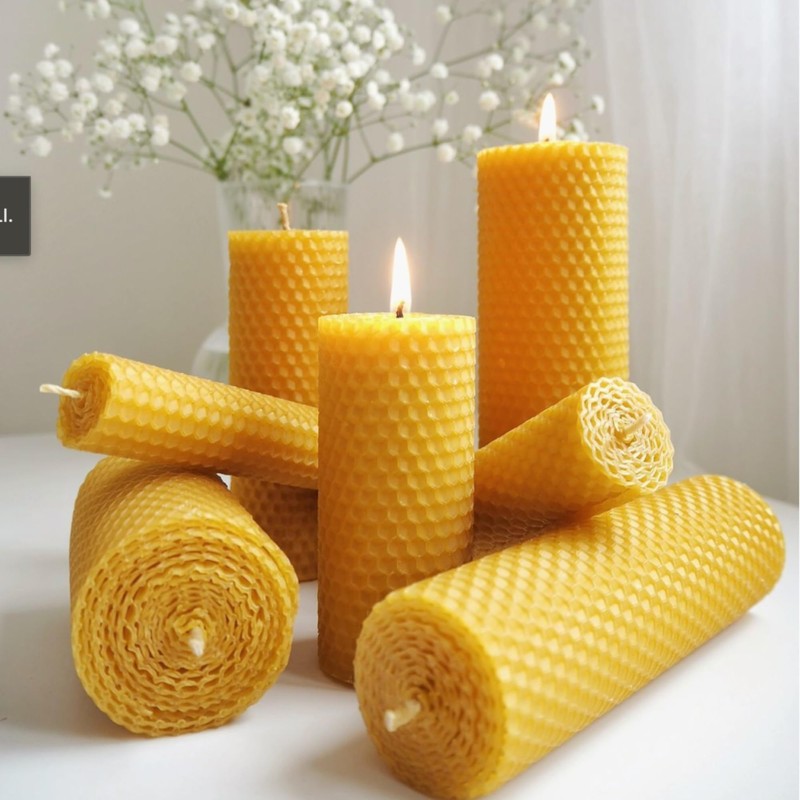 8 Set Kerzen aus Bienenwachs| Honigkerzen| Stumpenkerzen| Bienwachskerzen| Bienenwachs kerze|Geschenke