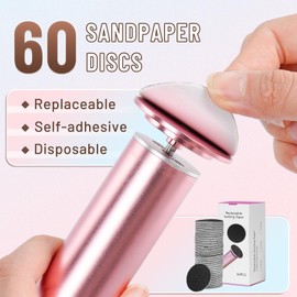 Electric Foot File Callus Remover for Women with 60 pcs Replaceable Sandpaper Discs - Electric Foot Grinder Pedicure Tool