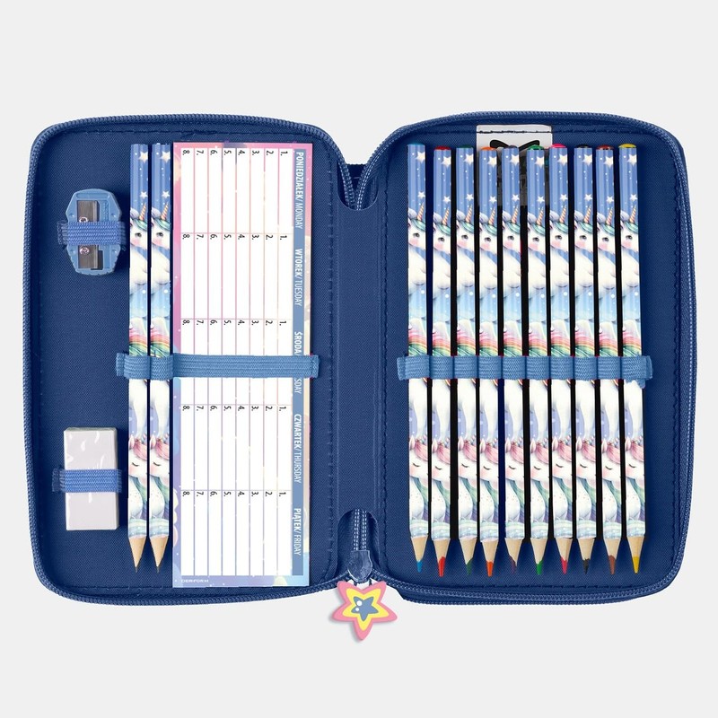 Derform Unicorn Pencil Case Filled 2 Compartments Pencil Case Pencil