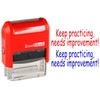 ExcelMark Self-Inking Rubber Teacher Stamp Keep Practicing, Needs Improvement!