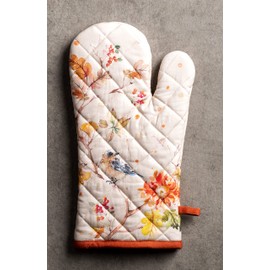 Maison d' Hermine Oven Mitt + Pot Holder 100% Cotton Heat Resistant Kitchen Oven Mitt (19cm x 33cm) & Pot Holder (20cm x 20cm), Chef, Kelim - Prairie - Thanksgiving/Christmas