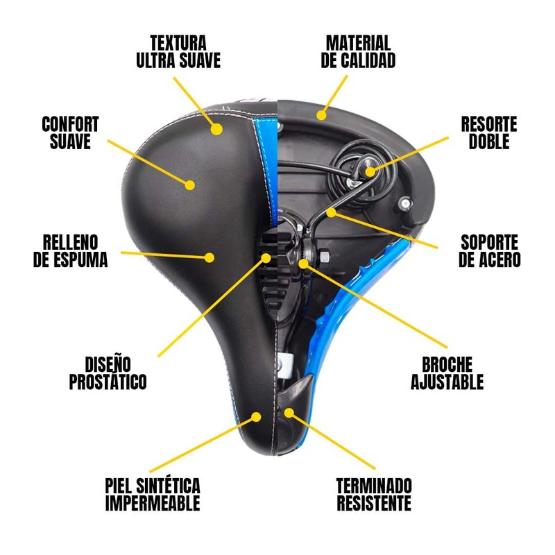 ALTREGO Asiento para Bicicleta Prostático, Ancho y Muy Cómodo, Incluye