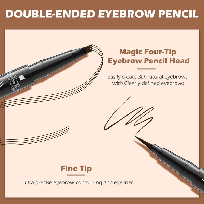 LOKFAR Microblading Eyebrow Pen, 2-In-1 Dual-Ended Waterproof Eyebrow Pencil with